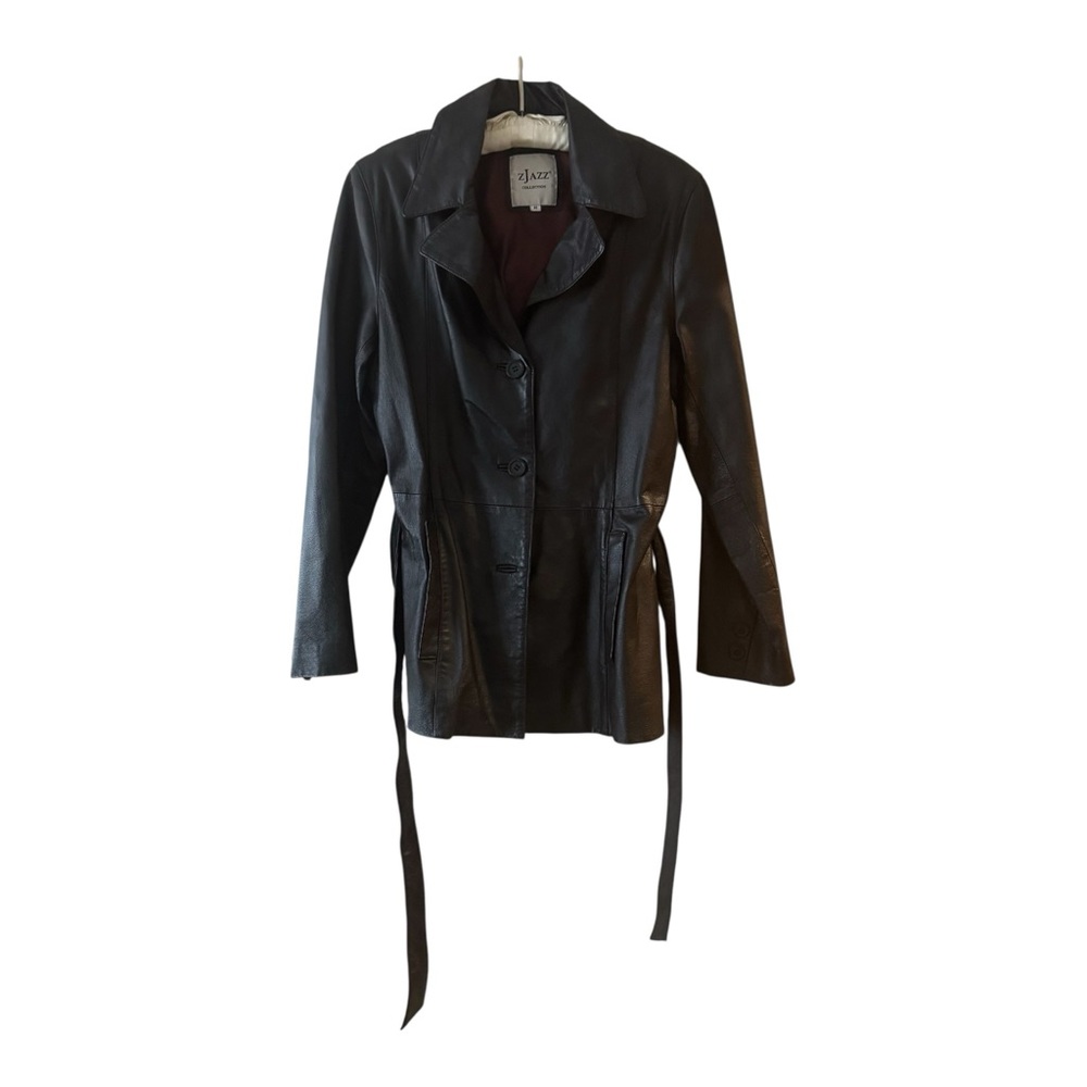 VTG zJazz leather jacket with tie, M, black, GUC